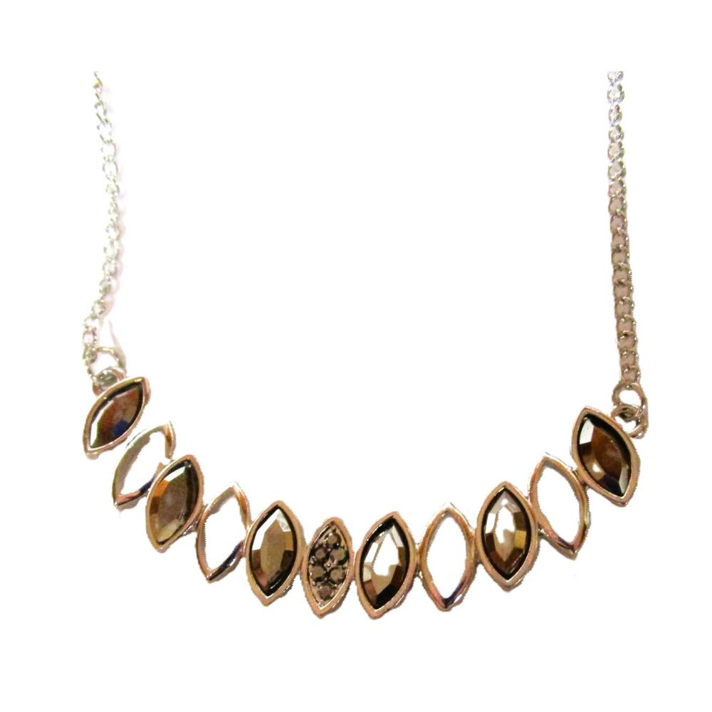 Paparazzi Jewelry Set Smoky Topaz Gems Drop Necklace + Pierced Earrings 16–18"